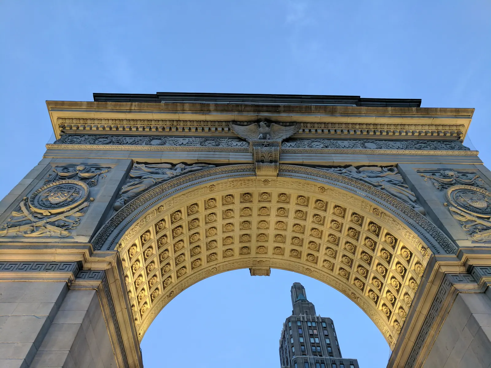 Washington Square Arch in Greenwich Village in late-afternoon light
